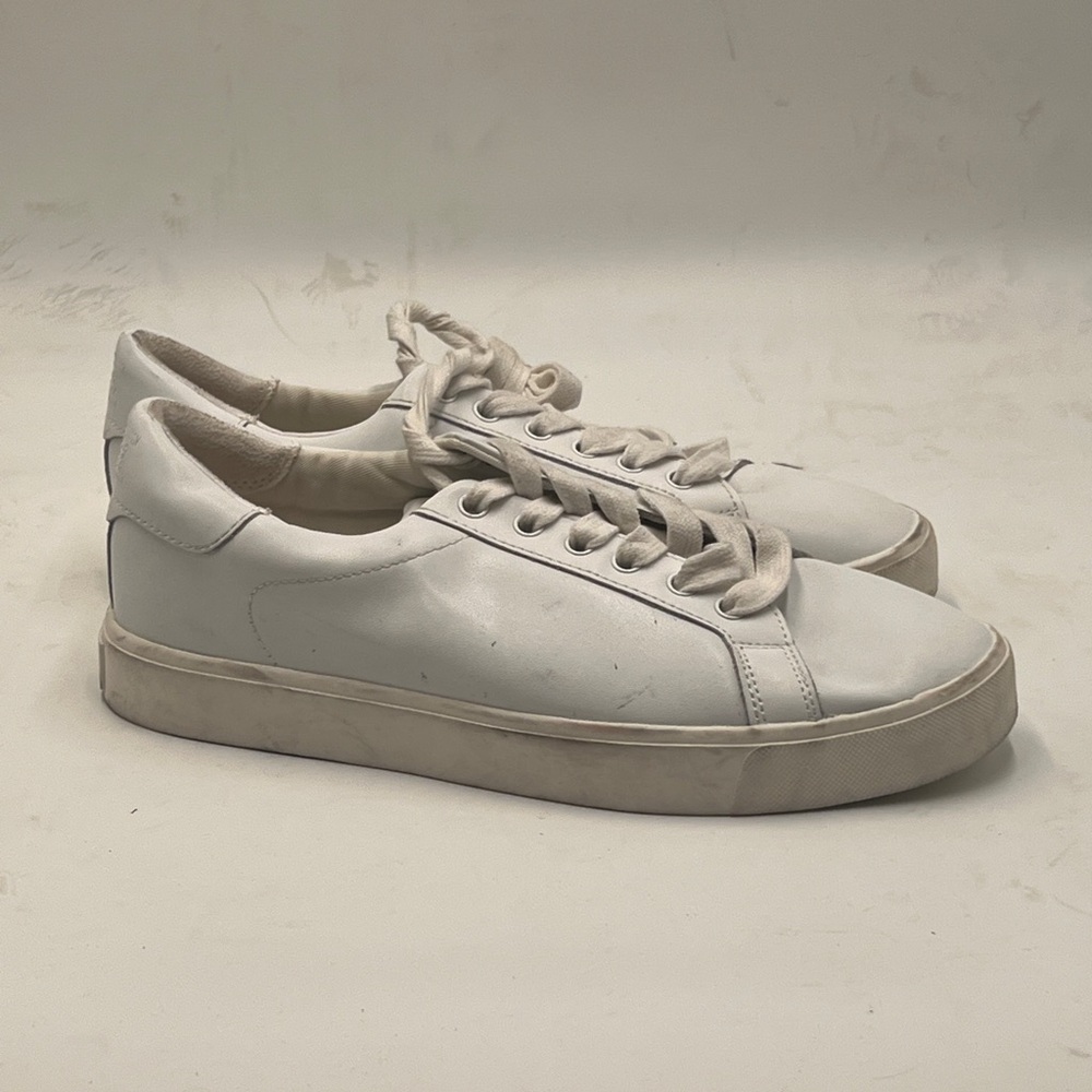 Sam Edelman White Minimalist Sneakers with Leather Finish